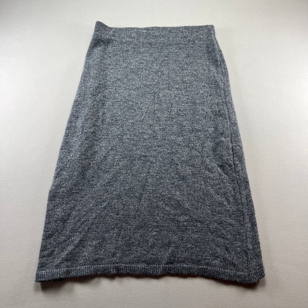 Mango A Line Midi Dress Womens Medium Charcoal Gray Marled Knit Ribbed Trim